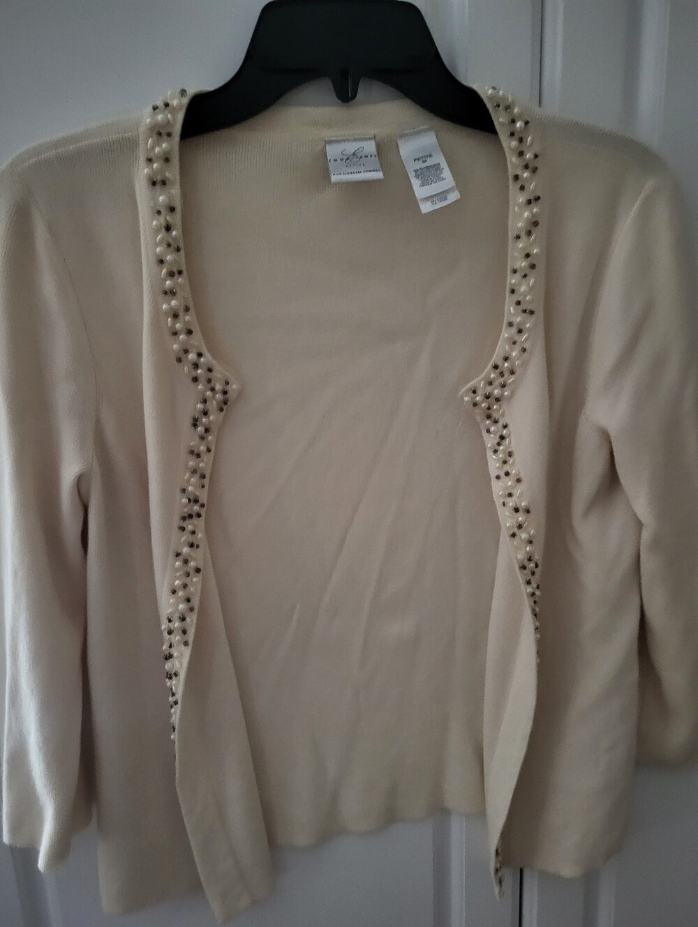 Vintage Emma James Cardigan With Beaded & Sequin Trim Size Petite Medium
